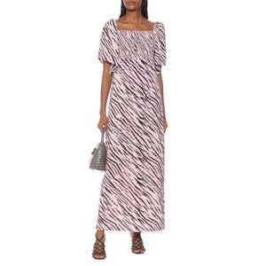 BAUM UND PFERDGARTEN Womens Atena Pink Tiger Striped SMOCKED MAXI DRESS 36 (US S